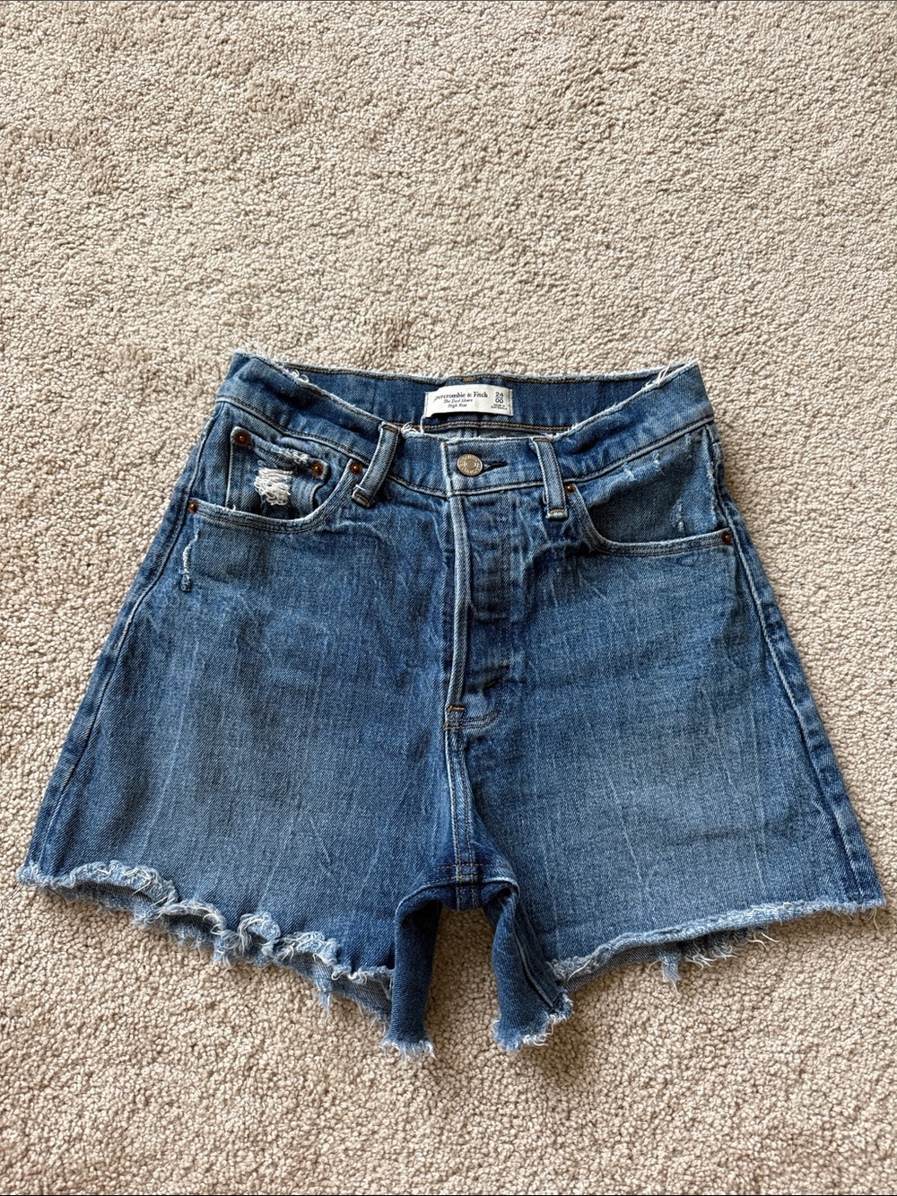 Abercrombie and Fitch Dad High Rise Denim Cut Off Shorts